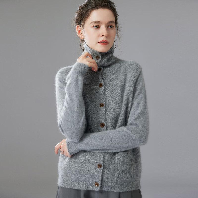 Fanzhen Women's Cashmere Silk Blend Lapel Vest Cardigan