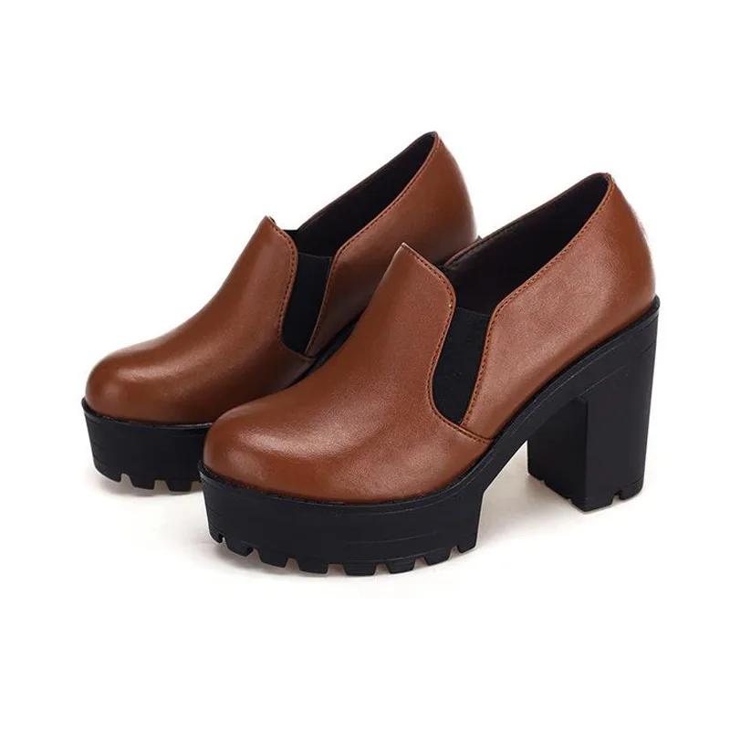 

Удобные туфли на платформе с толстой подошвой, туфли-лодочки из мягкой кожи с глубоким вырезом, осенние 2025, туфли на высоком блочном каблуке для офиса, модели, танцев 34