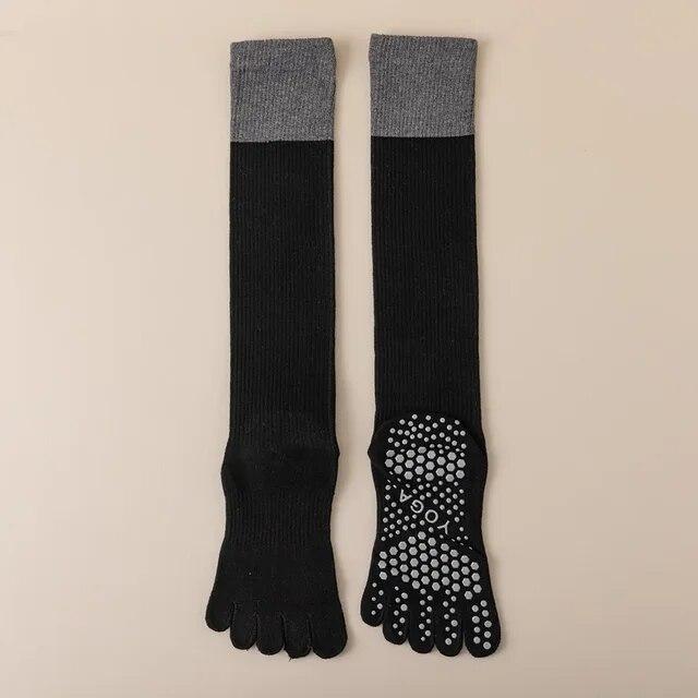 

Жіночі шкарпетки для йоги з п’ятьма пальцями для пілатесу Професійні силіконові протиковзкі спортивні шкарпетки для фітнесу Одноколірні бавовняні гольфи Панчохи One size