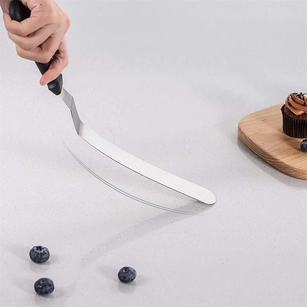 

1 шт. Нержавеющая сталь пластиковая ручка прямая изогнутая лопатка для крема для торта 8 Inch Straight Spatula