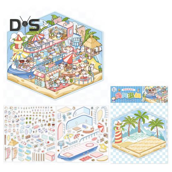 4 Buc. Autocolante 3D pentru Scene DIY, Autocolante Cartoon cu Pisici pentru Timp Liber pentru Adulți, Adolescenți, Copii, Creează-ți Propria Scenă, Autocolante pentru Reducerea Stresului