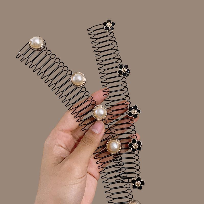 Vintage křišťálové elastické spony do vlasů Trendy černé hřebínkové spony Spona do vlasů Barrette Boční vlásenky Pro ženy Pokrývka hlavy Dětské doplňky do vlasů