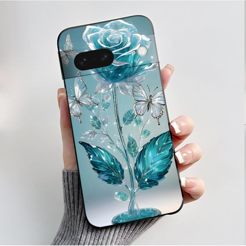 For Google Pixel 7 / Pixel 7 Pro Case Luxury Fashion Butterfly Flowers Black Soft TPU Silicone Back Cover Pixel7 7Pro Phone Case