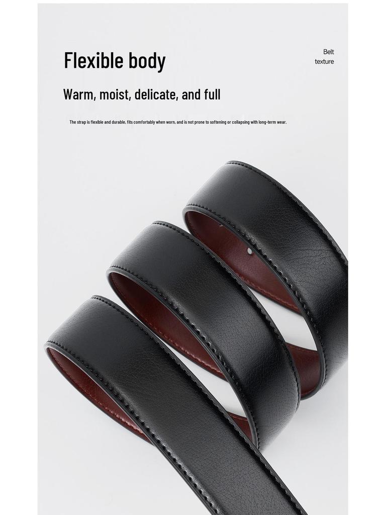 Men's Double-Sided Pin Buckle Cowhide Leather Belt - Versatile Business Casual Trousers Accessory