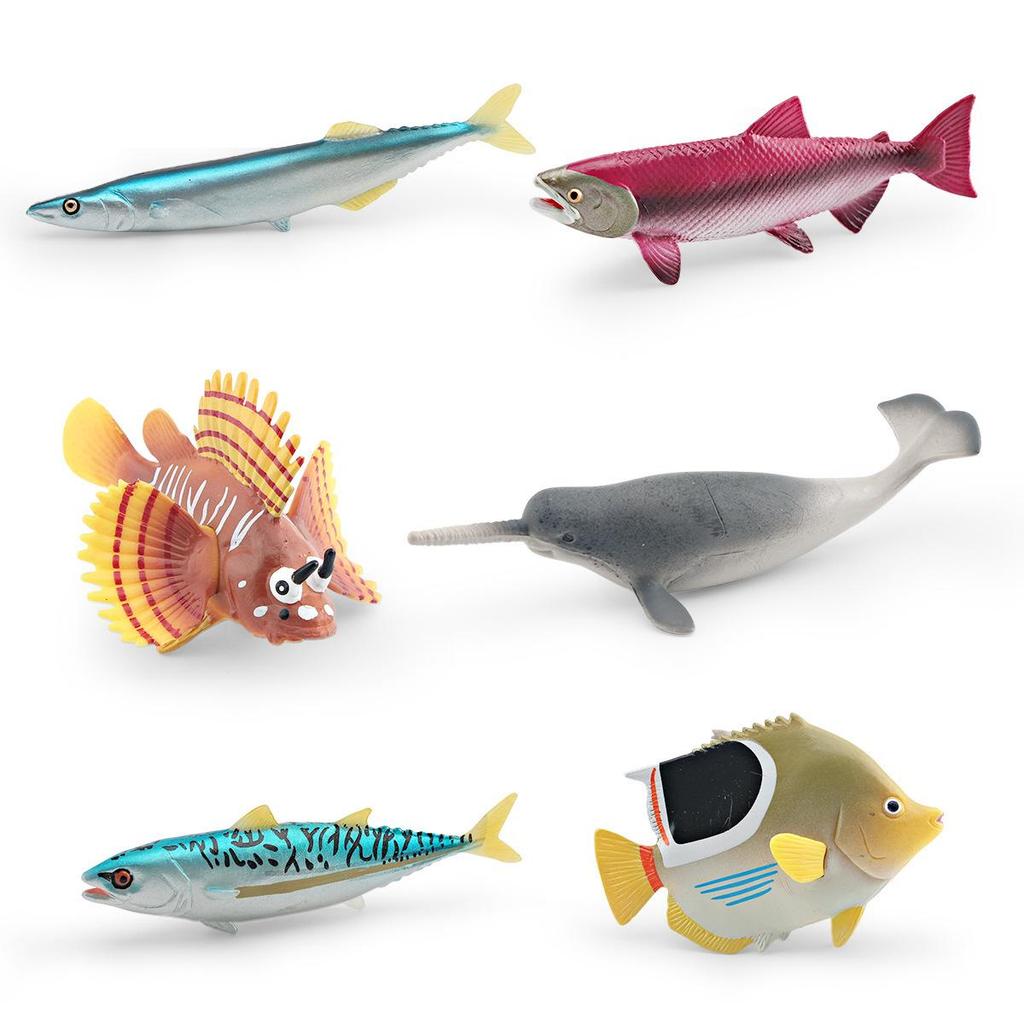 Marine Animal Models: Butterflyfish, Lionfish, Narwhal, Yellowfin Tuna, Saury Ornaments