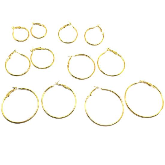 6Pairs/Set Fashion Circle Hoop Dangle Earrings Pendant for Female Daily Outfits