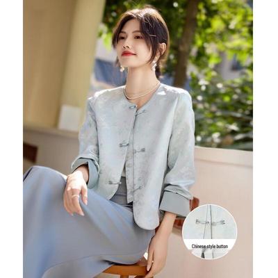 Damen Kurzstrickjacke im chinesischen Stil mit Froschverschluss