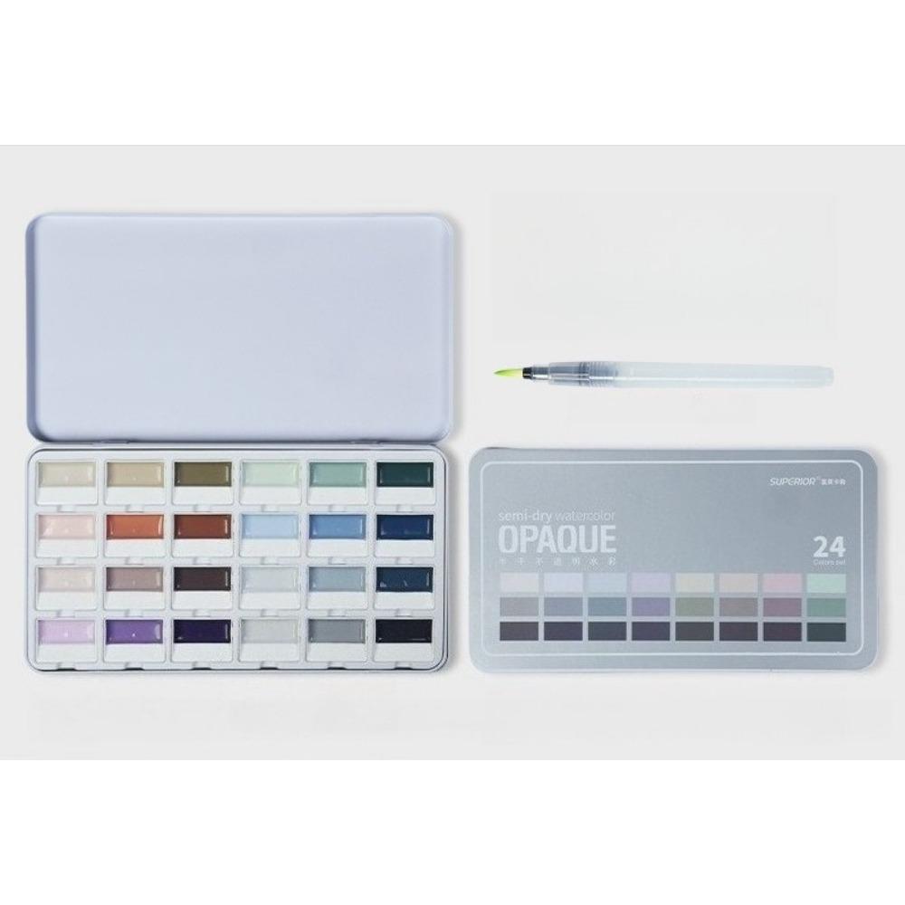1 SET Fuumuui 24-Farben Deckende Halbfeuchte Solide Aquarellfarbe Set Künstlerbedarf für Künstler Anfänger Malerei Hobbyisten Malerei