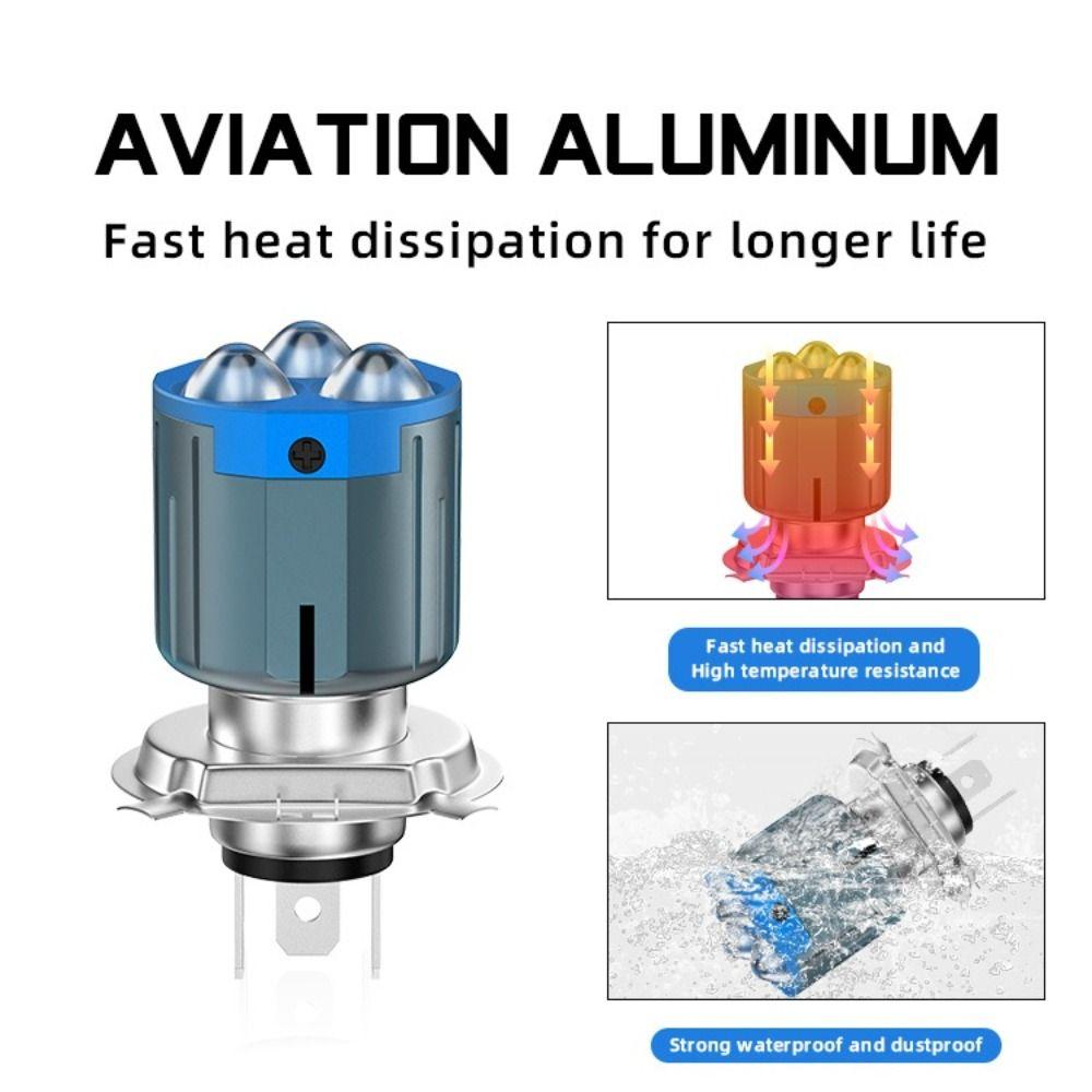 High Low Beam LED Motorcycle Headlight 3 Lens Motorbike Spotlight  Electric Motorcycle