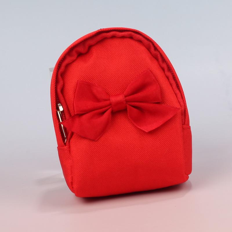 Bow Canvas Coin Purse Fashion Portable Key Purse Coin Earphone Bag Waterproof Small Backpack Girl Heart