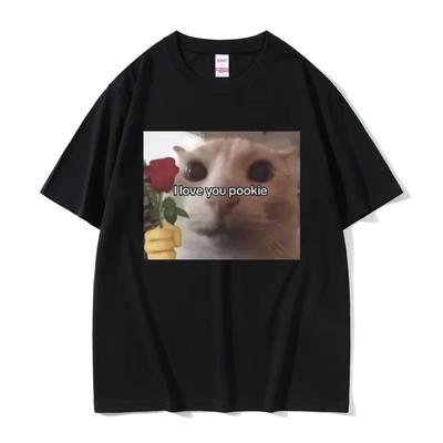 Funny I Love You Pookie Cat Graphic Print T Shirts Men Women Cute Kwaii Joke Humor Meme T-shirts Male Casual Oversized Tshirt