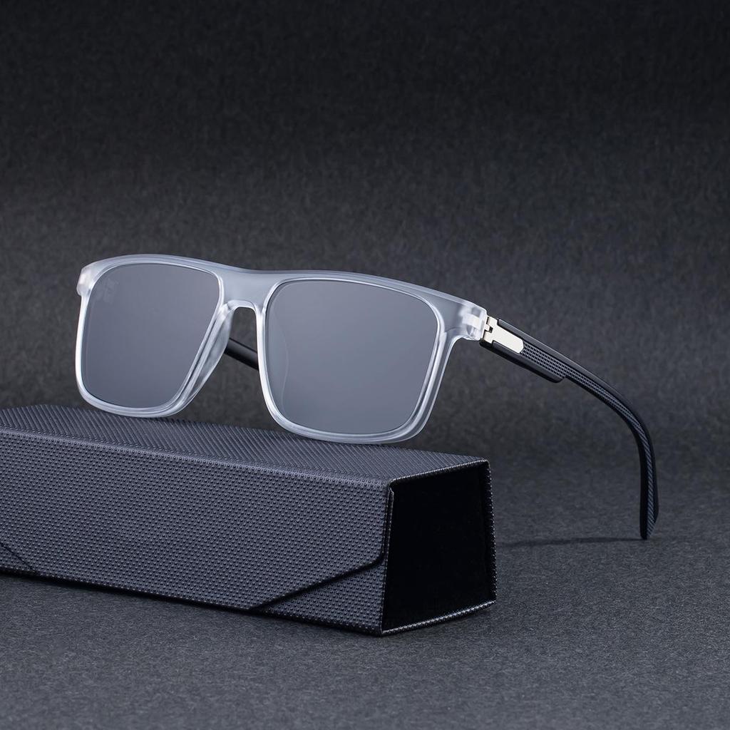 KAJILA Men's European 2025 Stylish Polarized Square Frame Sunglasses with Hinged Temples for UV Protection