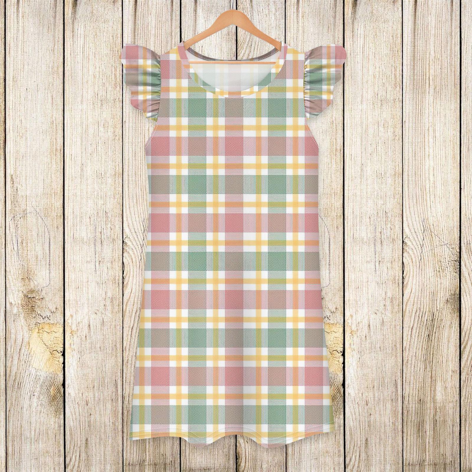 

Children s Dress Flying Sleeve Skirt Printed Color Casual Dress 140 шафрановий