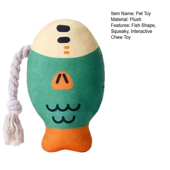 Dog Plush Fish Toy Squeaky Interactive Dog Chew Toy Stuffed Fish Teeth Cleaning Toy for Puppies Teething Anxiety Relief