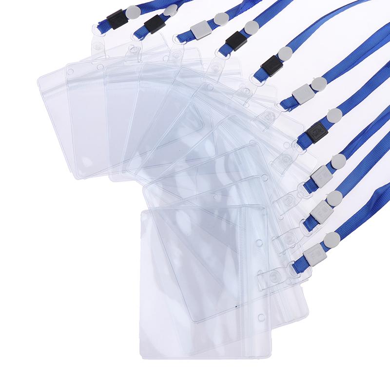 20Pcs Waterproof Sleeve Pouch With Sealing Strip Lanyards Id Badge Holder Plastic Protector Case Clear Pvc Name Plate Card Bag