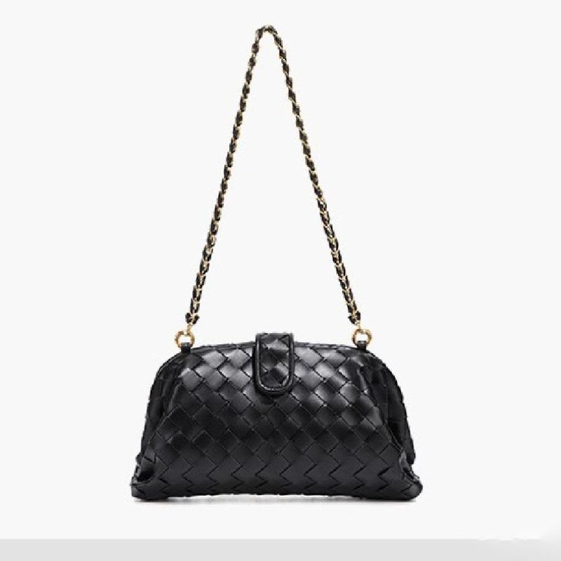 Vintage Classic Clip Chain Bag Cowhide Woven Bag Cloud Bag Underarm Shoulder Dinner Hand Shell Bag