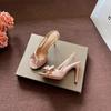 Nude Round Head Open-toed Bow Women Are Not Tired of Empty Sandals Fashionable Sexy High Heels