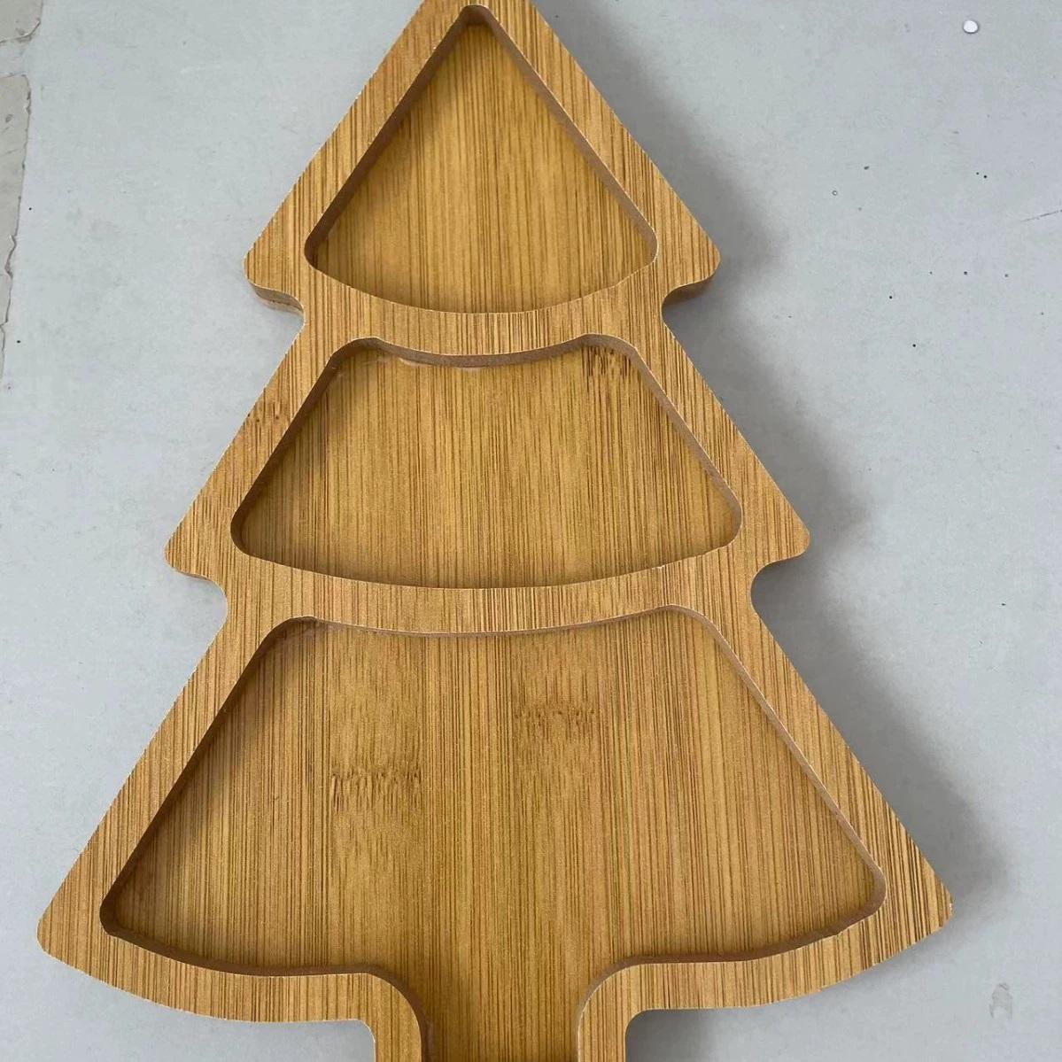 

New 1PC Ghost Pumpkin Christmas Tree Wooden Tray Holiday Party Plate Tableware Dried Fruit Snacks Tray Layout Prop Fruit Plate