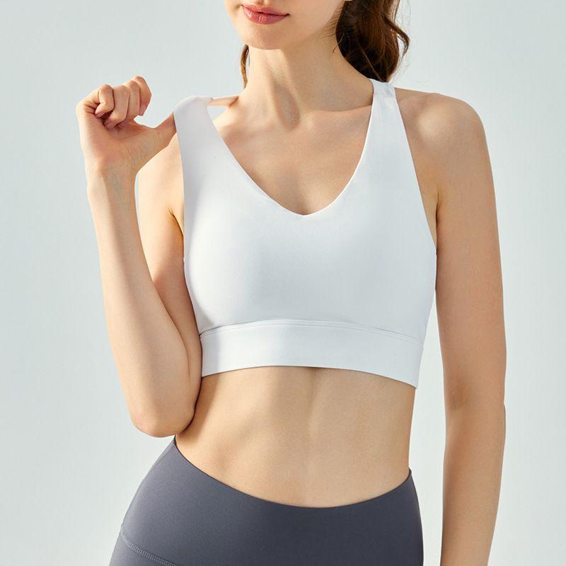 Fixed Cup with Chest Pad Summer Yoga Vest Exercise Strap Backless Bra Running Exercise Underwear Cycling Tops