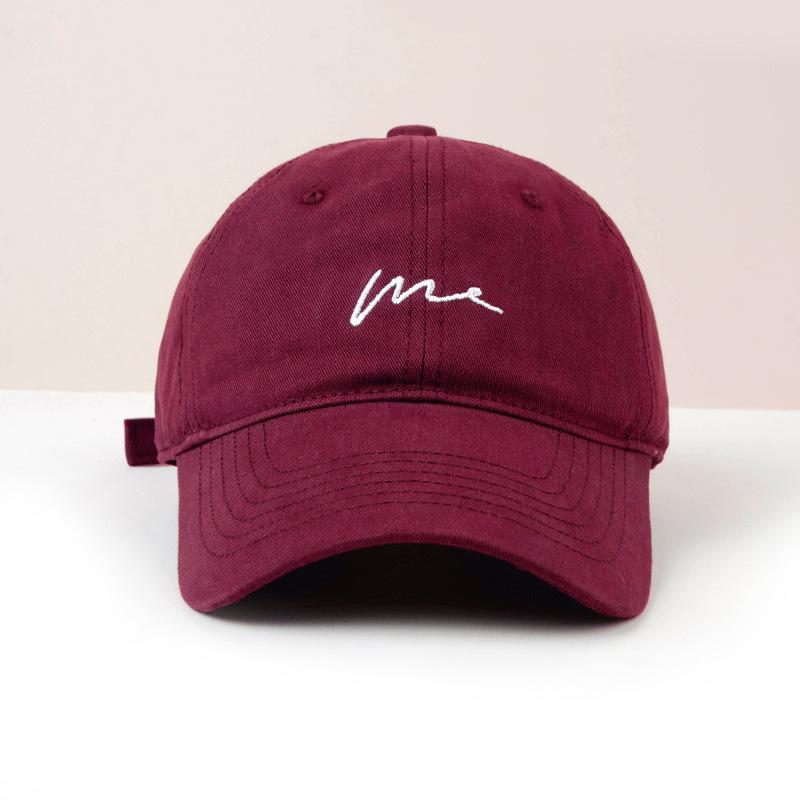 Burgundy Big Head Circumference Hat Baseball Cap Big Face Showing Small Face Wide Brim Female Enlarged Deepened Top Red Cap