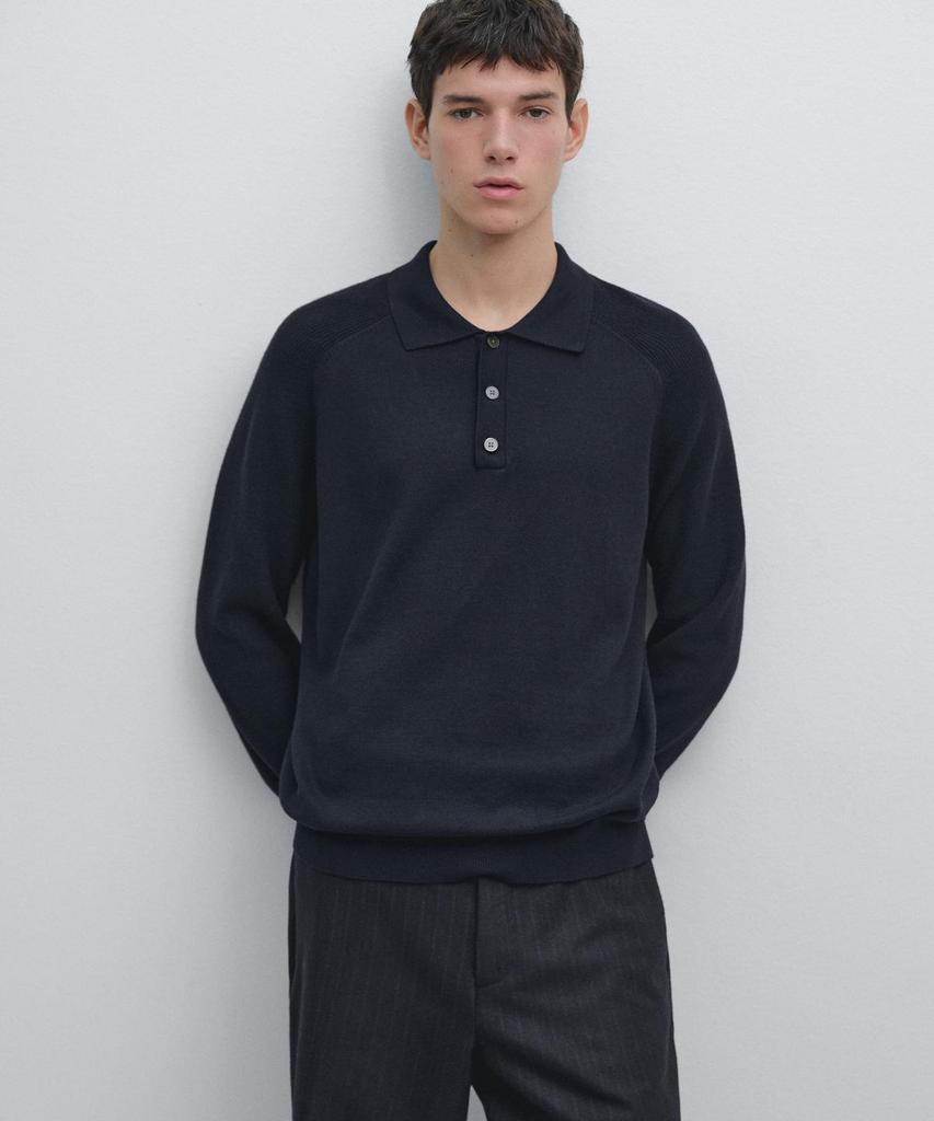Masimodutti Cotton Blend Knit Polo Sweater