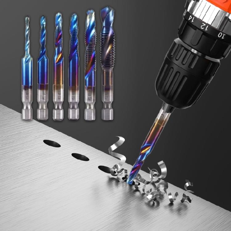 Hex Shanks Metric Tap Drill Bits 3 to M10 Titaniums Plated HSS for Easy Hole Tapping Chamfering