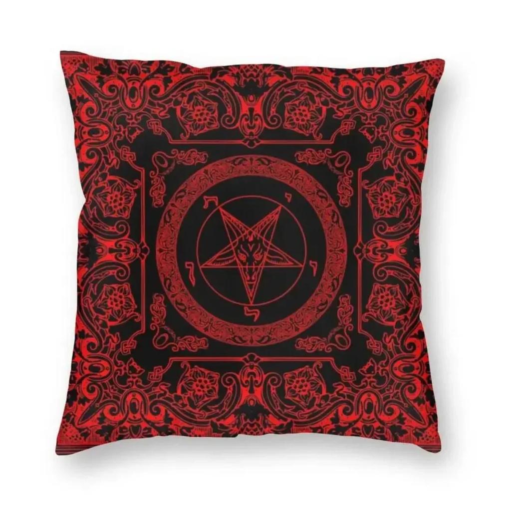 Diabeł Baphomet Damask Hail Satan Poszewka na poduszkę Szatański Krzyż Lewiatana Poszewka na poduszkę do rzucania na sofę Poszewka na poduszkę Wystrój domu  x