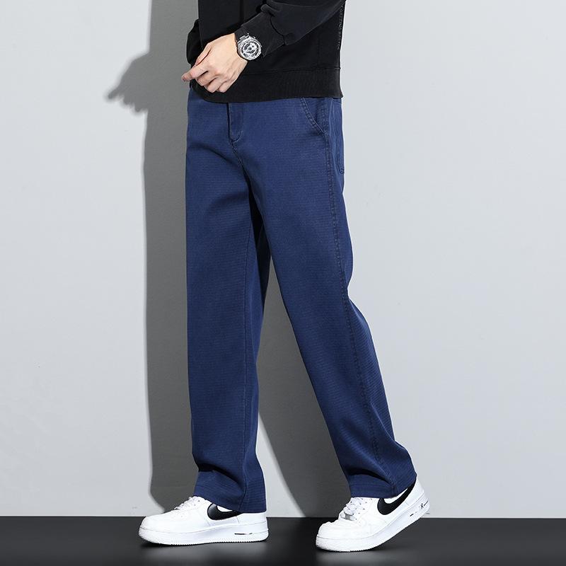 Men's Trendy Loose Straight Fleece Jeans - Casual Harem Long Pants for Autumn/Winter 2024