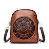 Embossed Floral PU Crossbody Bag for Women Vintage Style Mini Shoulder Bag