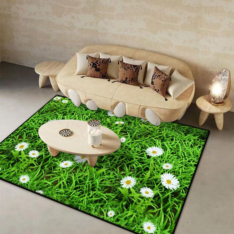 Modern Plant Pattern Large Rugs for Living Room Flower Design Room Decor Soft Bedroom Carpet Entrance Door Mat Machine Washable