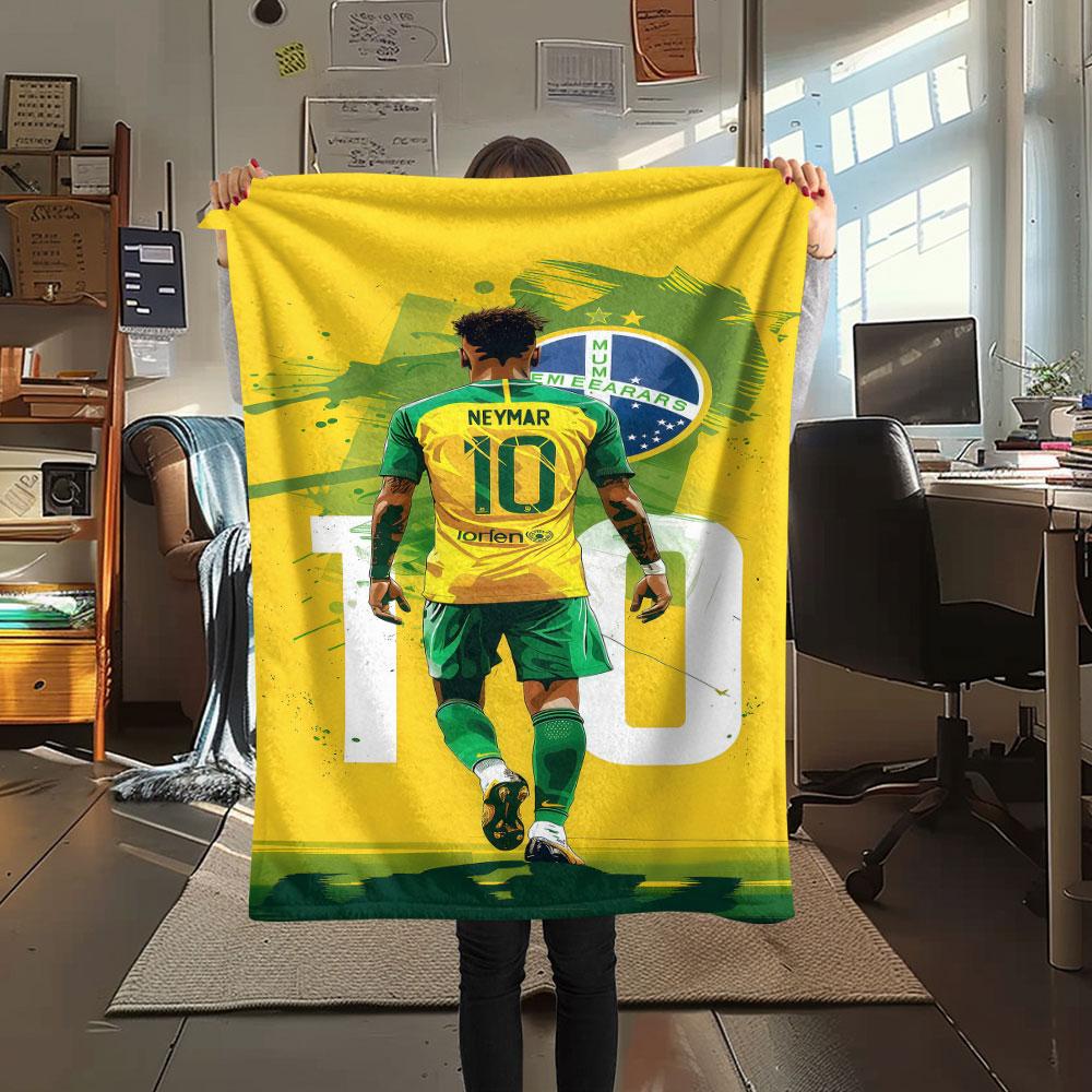 1PC Neymar Patterned Flannel Blanket Suitable For All Seasons for Home Decor Warmth and Comfort Gifts Holiday Present