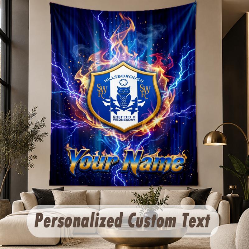 Custom Text Tapestry Sheffield Wednesday FC Print Wall Tapestry Indoor Living Room Wall Decor