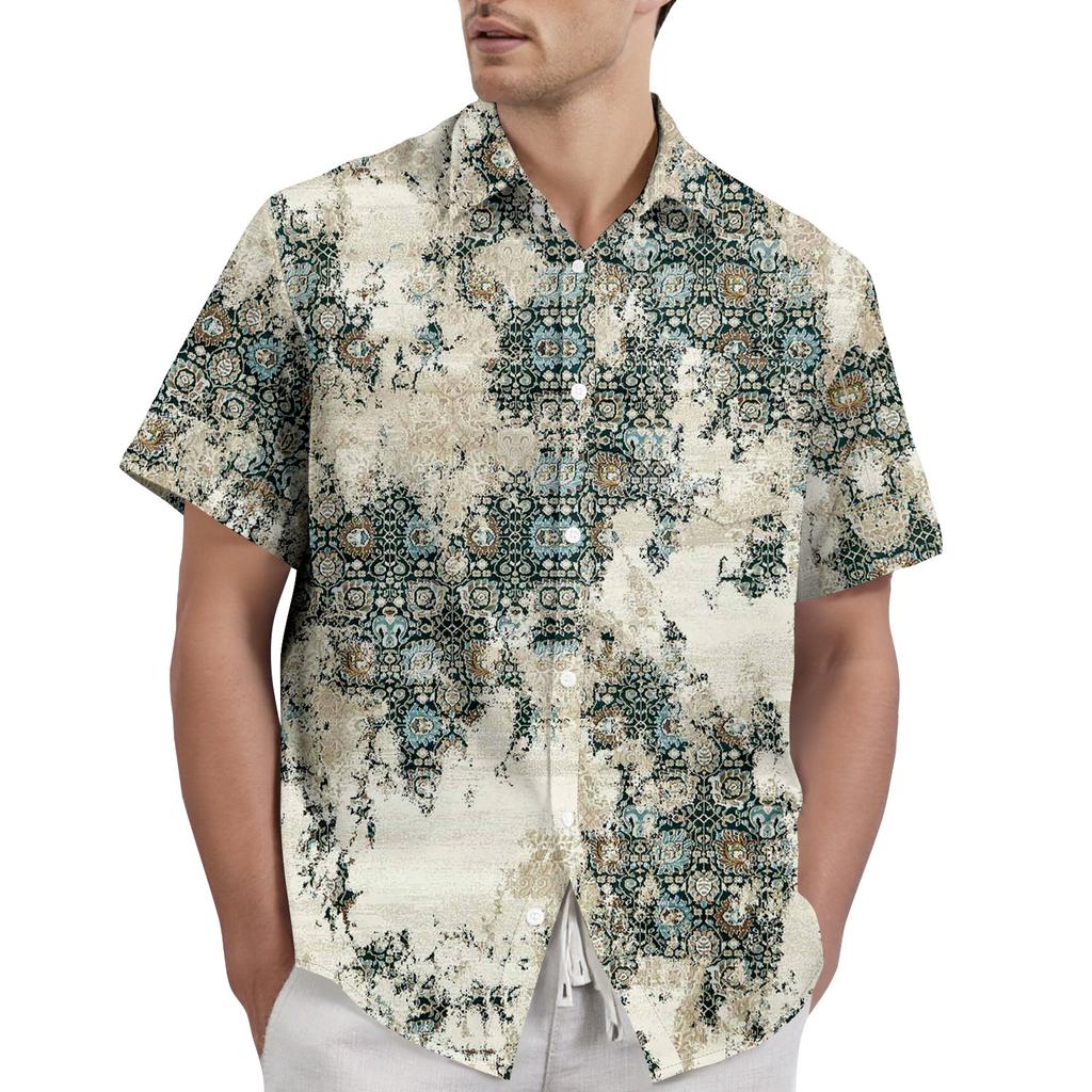 Retro Bohemian Print - Men's Casual Short Sleeved Shirt
