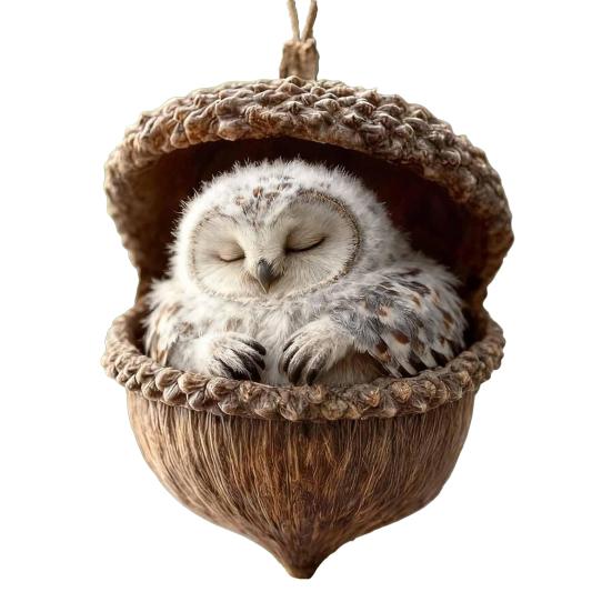 Forest Animal Acorn Hanging Ornaments Acrylic Christmas Tree Decor with Squirrel Rabbit Pony Designs 2D Flat Pendants for Holiday Gifting