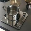 Minimalist Nordic Mug 3pcs Set 304 Stainless Steel Coffee Mug Heat Resistant Milk Cup with Saucer Spoon Placemat Tableware Set