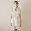 Lunaluz Women Nita Cotton Short Sleeve Collar Neck Two Piece Pajamas