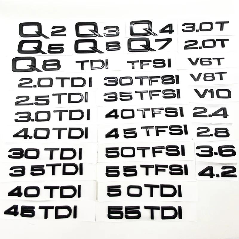 2026 Glossy Black ABS Numbers Letters Q2 Q3 Q4 Q5 Q6 Q7 Q8 TDI TFSI 2.0T Emblem For Audi Q series Car Fender Trunk Rear Logo Sticker