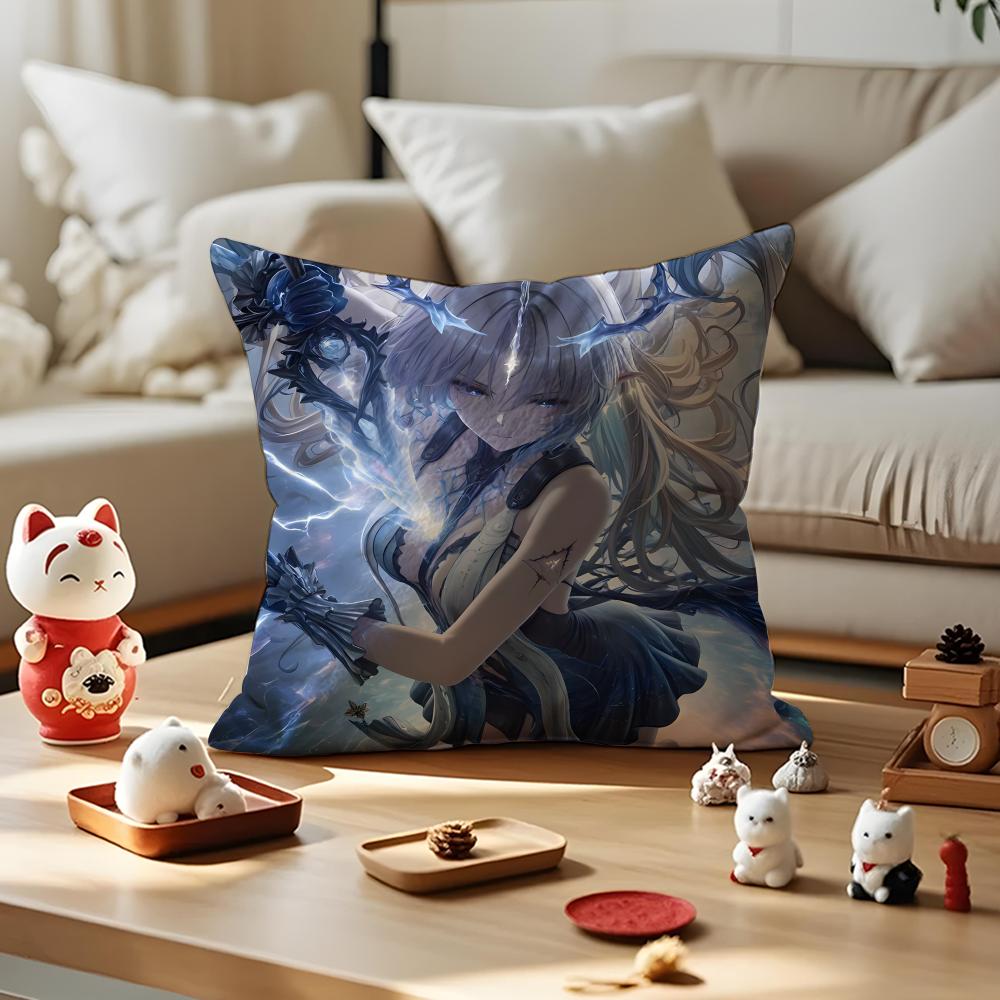 Game Wuthering Waves Cushion Cover Silky Short Plush with Invisible Zipper Dustproof Sofa Pillow Cover for Home Decor