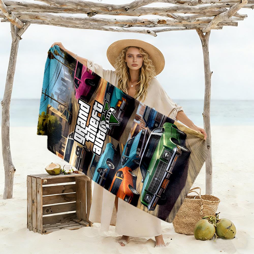 Grand Theft Auto Beach Towel High Absorbency Quick-Dry Comfortable Lightweight Perfect for Traveling Yoga Camping and Swimming