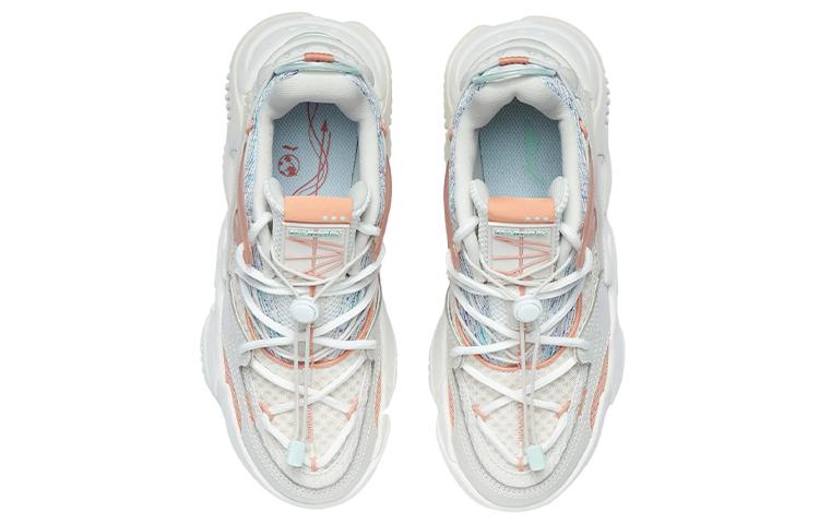 Women's Sneakers Li-Ning Li Ning Qianhangce Cushioning Slip Resistant Low top Casual Shoes Women's Mist White