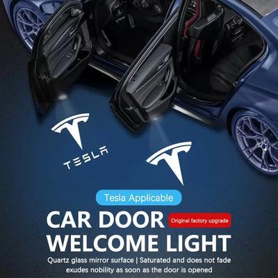 LED Car Door Logo Projector Ghost Shadow Welcome Light Accessories For Model 3 ModelY Model X Model S