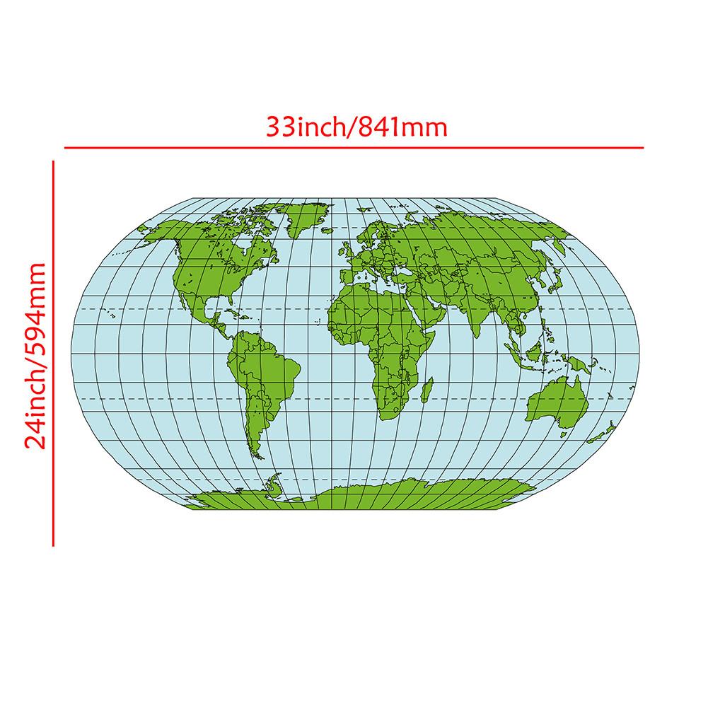 World Map Poster for Classroom Decor, Equal Area Earth Map Wall Art for Geography Education & Office Styling, Educational World Map Print