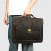 Genuine Leather Retro Men's Business Briefcase Crazy Horse Large Capacity Lock Anti-theft Computer Bag Handbag Men