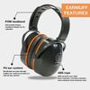 LYSIAN Foldable Noise Reduction Hearing Protection and Safety Earmuffs for and Loud Security Orange Black Earmuffs, Filming, Workshops, Events,