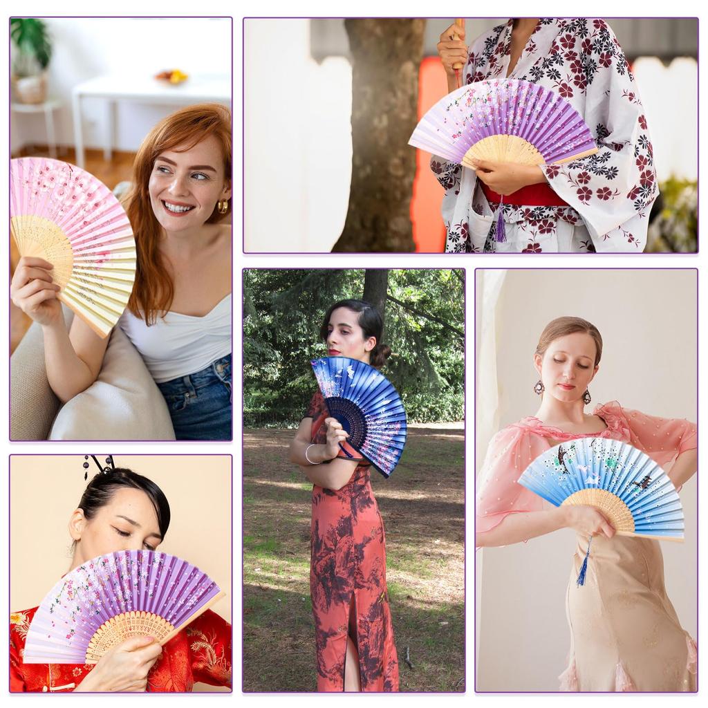 Silk Folding Bamboo Folding Japanese Clothing Heat Fireworks Respect for the Aged Present [GWHOLE] Women's Fan, High-Quality Fan, Large, Durable,