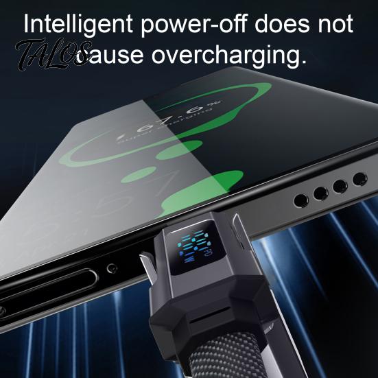 Talos Multi-Level High-Power Data Cable, Fast Charging Up To 100W, USB Type-C 8-Pin Charger Cable with Real-Time Digital Display, Durable Braided for