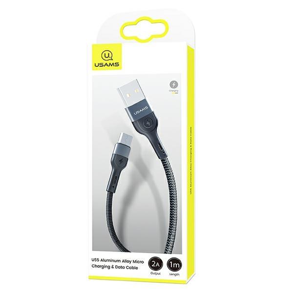 Usams Kabel Pleciony U55 2A Micro Usbczarny/Black 1M Sj450Usb01 (Us-Sj450)