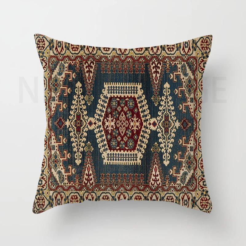 Red Moroccan Ethnic Style Short Plush Pillowcase Sofa Cushion Cover Home Decoration Can Be Customized for You 40x40 50x50 60x60