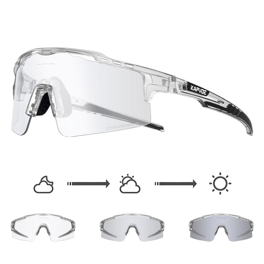 Kapvoe Photochromic Cycling Glasses Sunglasses for Men Women Sport Speed Road Mtb Mountain Bike Bicycle Cycl Eyewear Goggle
