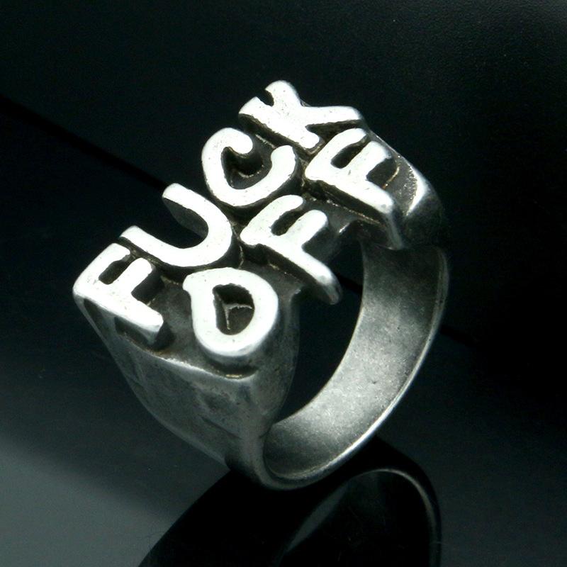 2026 Европейский и Американский Стиль Ретро Креативное Мужское Персонализированное Кольцо FUCK OFF no. 6